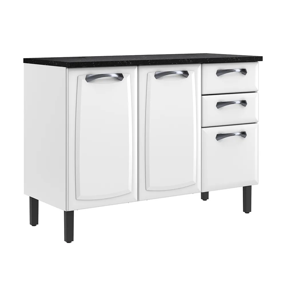 Balcão de Cozinha Itatiaia New Premium 120cm — 3 Portas e 2 Gavetas, Branco